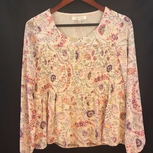 Rose + Olive Tunic Top Womens S Blouse Floral